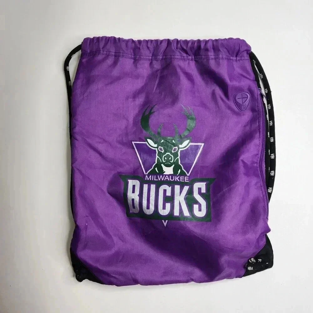 Vintage NBA Elevation Milwaukee Bucks String Backpack‎ Purple Green Bag